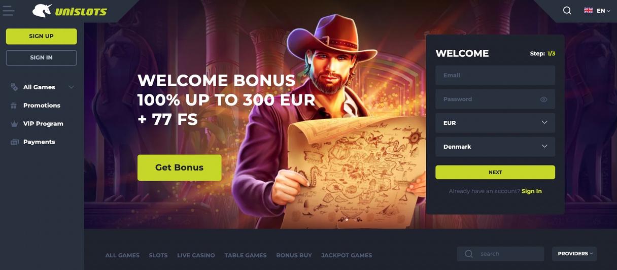Unislots Casino bonus